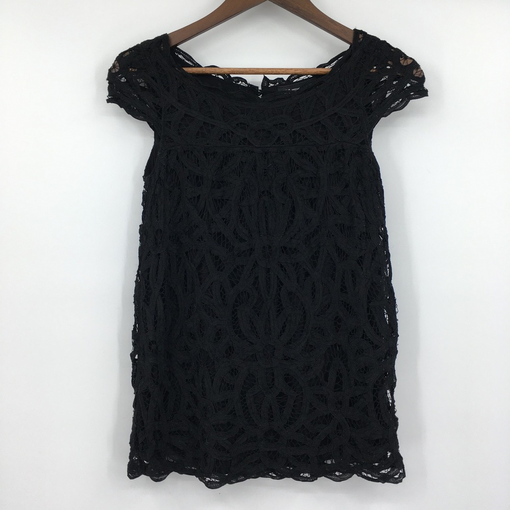 INC International Concepts Lace Blouse Womens S Petite Black Whimsigoth Coquette